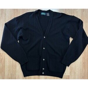 Byford London New York Men’s 100% Lambswool Black Cardigan Button Up Size Large